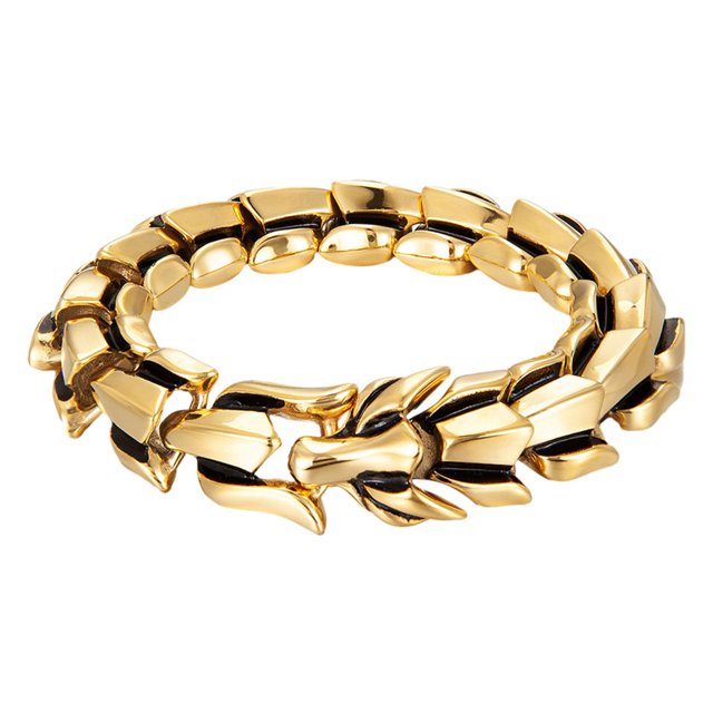 kurtrusly Gothic Punk Bracelet Titanium Steel Dragon Scale Bangle 7.48 inches Gold 8.26 Inch 1Set