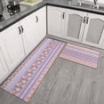 thumbnail image 2 of Purple Pioneer Flower Striped Pattern Kitchen Rugs Sets Of 2,Anti Fatigue Kitchen Mat Rugs Non Slip Washable,Decorative Kitchen Floor Mats for Kitchen,Sink,Laundry,17"x30"+17"x47", 2 of 7