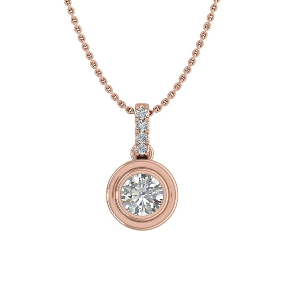 1/4 Carat Diamond Solitaire Pendant Necklace in 14K Rose Gold