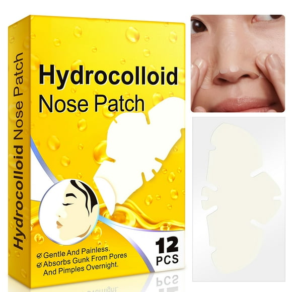 12 Uds. Parche nasal para eliminación de espinillas, tiras hidrocoloides para la nariz, limpieza de poros, parches para el acné