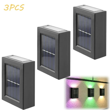 

HAOAN 2Pcs Outdoor Solar Deck Lights Path Garden Patio Pathway Stairs Step Fence Lamp Waterproof LED Solar Powered Outdoor Lights for Deck Stair Fence Railing Wall Garden Backyard (Colored Light)