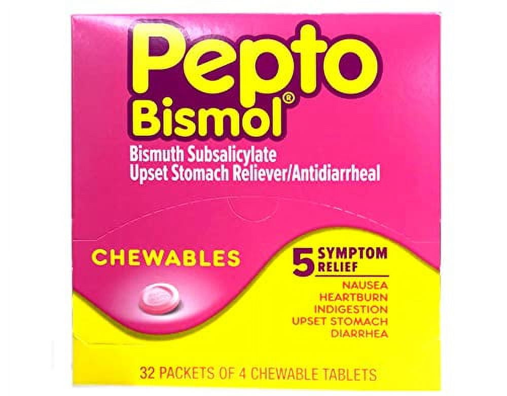 Pepto Bismol Chewable Dispenser - 32 Packets of 4 Chewable Tablets