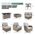 thumbnail image 4 of Clouddwell 13 Piece Outdoor Sectional Set with Swivel Rocker Chairs of 2, Patio Conversation Sets with Fire Pit Table, Light Gray, 4 of 8