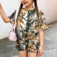 thumbnail image 5 of Grblisyd Girls 2 Piece Summer Outfit Maple Leaf Print Short Sleeve Crew Neck Camo Tops and Elastic Waist Shorts Sweatsuits Size 8, 5 of 6