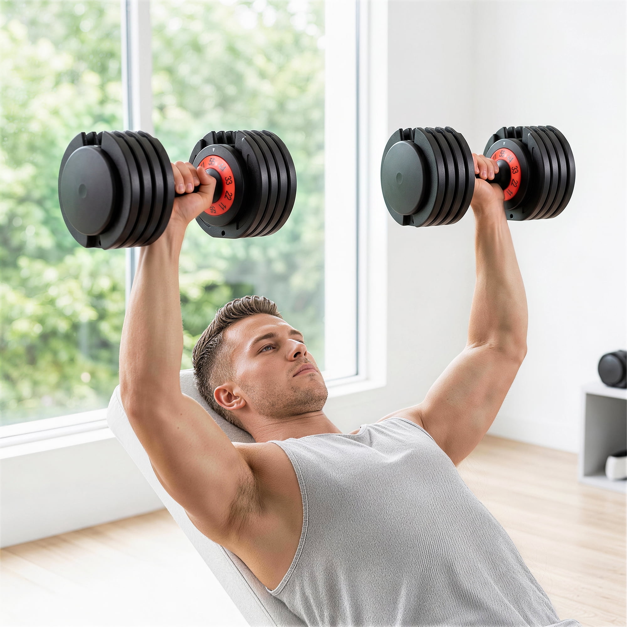 SKOK Adjustable Dumbbell Set 11-55 lbs Pair for Home Gym & Strength Training(2 Box)