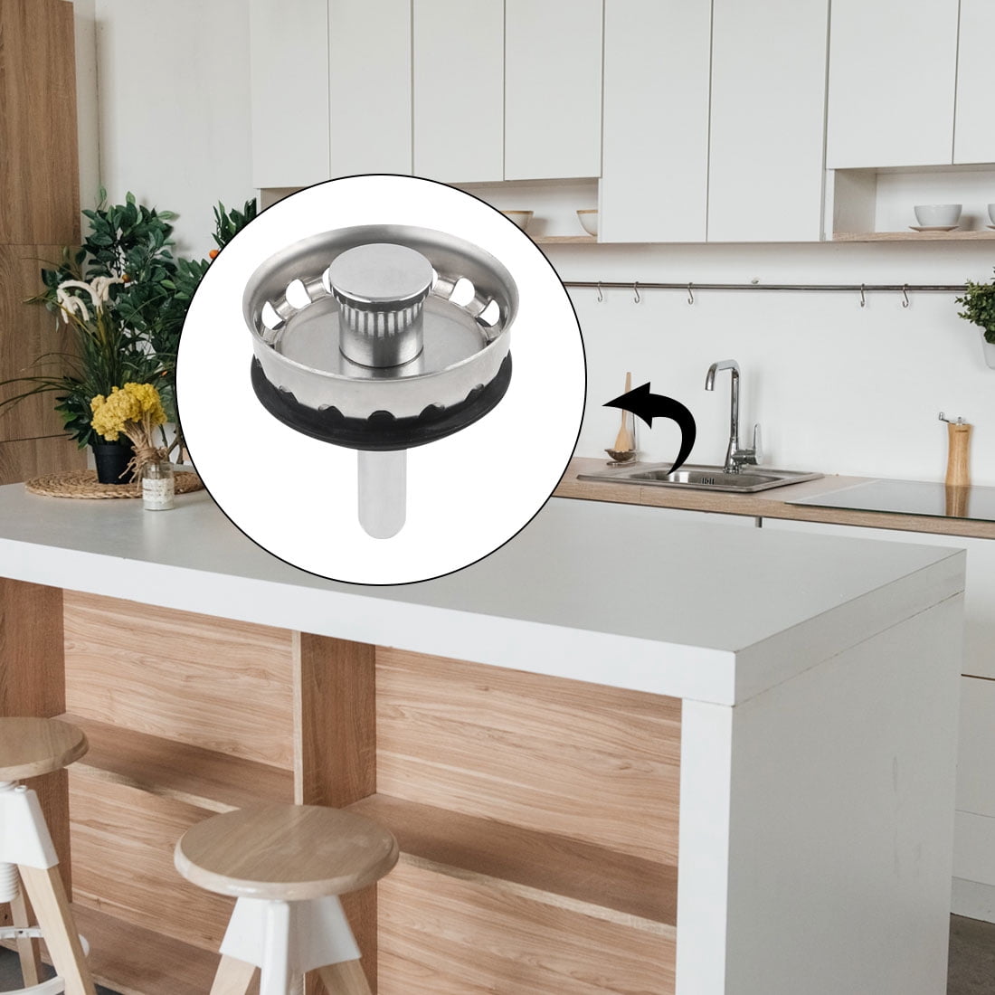 Unique Bargains Kitchen Sink Strainer Stainless Steel Mesh Drain Stopper