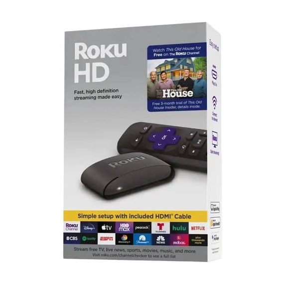 Roku 1080p FHD Streaming Media Player with Remote and HDMI Cable 3932RD