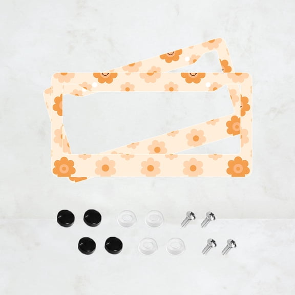 2PC Sunflower Retro License Plate Prame Aluminum Rust-Proof Auto Parts License Plate Decorative Screws Fit Standard 2 Holes 1 U.S. License Plate, 12.2x 6.3 Inch