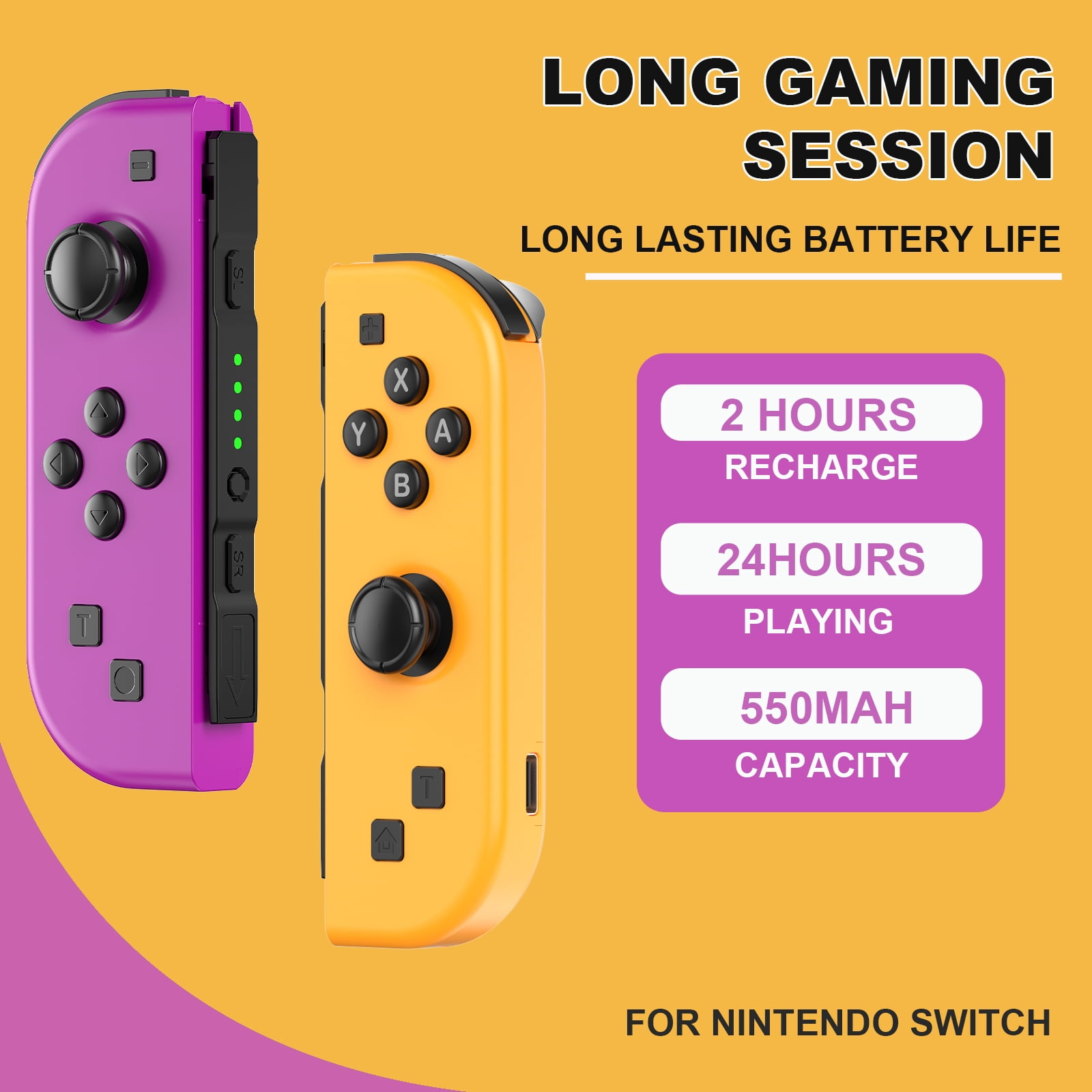 Bonadget Joypad (L/R) for Nintendo Switch, Gamepad with Turbo/Wake-up/Screenshot/Motion Control (Green/Yellow)