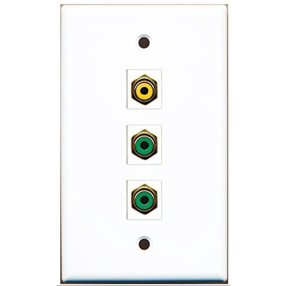 RiteAV - 1 Port RCA Yellow 2 Port RCA Green Wall Plate