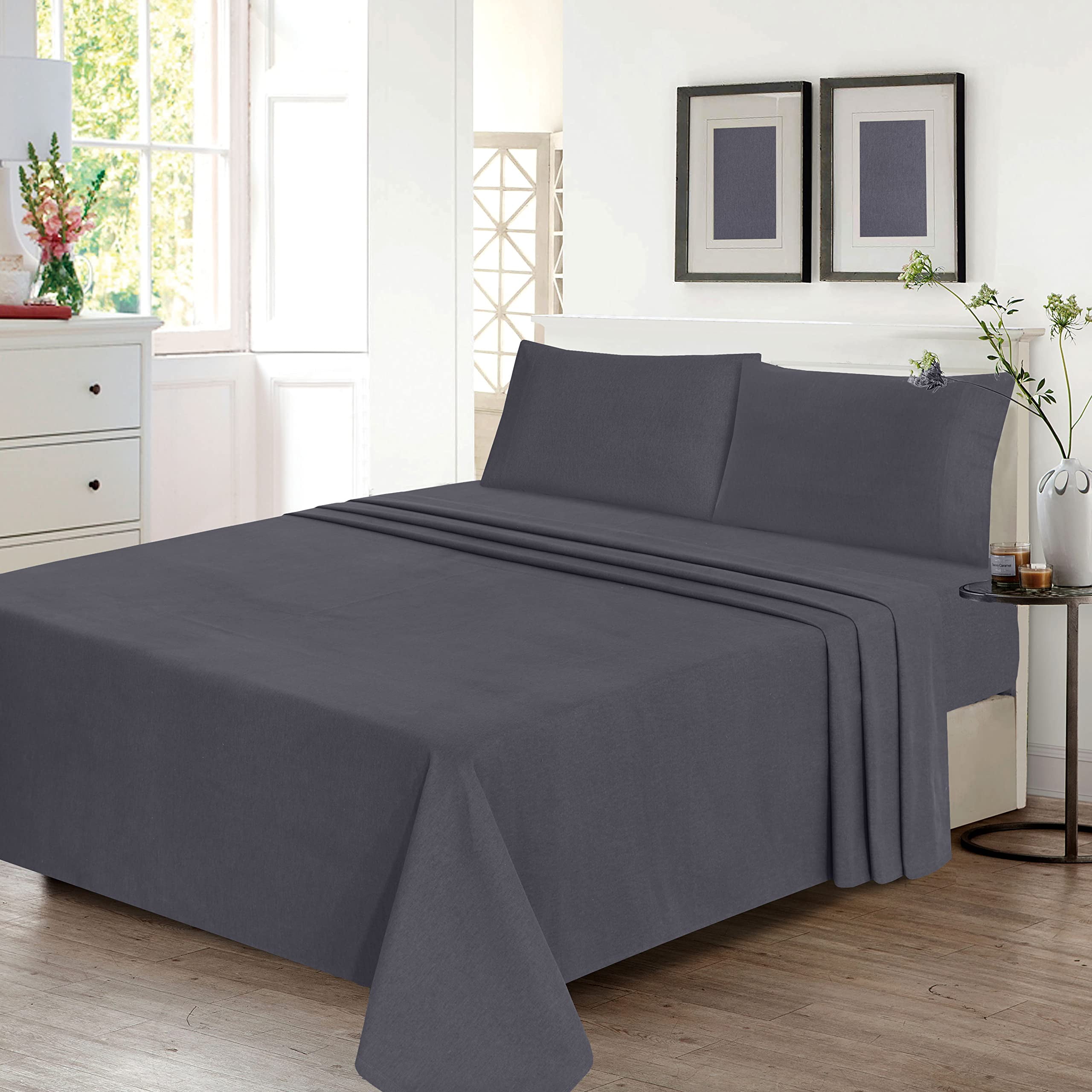 Ruvanti Flannel Sheets Full Size - 100% Cotton Brushed Bed Sheet