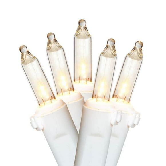 Holiday Time 300-Count Clear Incandescent Mini Christmas Lights, with White Wire, 62.6'