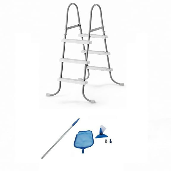 Intex Above Ground Steel Frame Pool Ladder & Intex Cleaning Maintenance Pool Kit