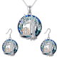 thumbnail image 1 of Collar y pendientes del árbol de la vida de la luna, collar con colgante del árbol de la vida de cristal de aleación, joyería del árbol de la vida de la luna llena, regalo para mujer, 1 of 4