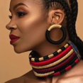 thumbnail image 2 of Necklace Earrings Multi-Layer Woven Jewelry Choker Necklace Bridal Wedding African Beads Jewelry Set, 2 of 5