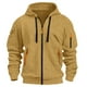 thumbnail image 1 of pstuiky camisas de manga larga para hombre, Chaqueta tipo cárdigan con capucha y cremallera de manga larga de color liso para hombre Tops casuales para hombres s, 1 of 2