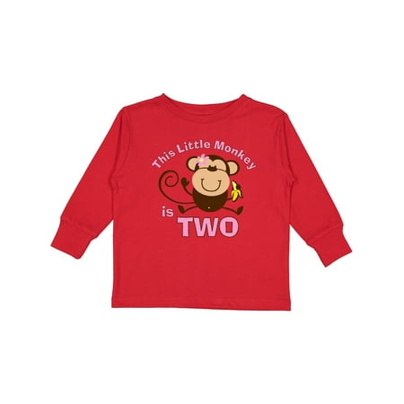 

Inktastic Little Monkey Girl 2nd Birthday Gift Toddler Toddler Girl Long Sleeve T-Shirt