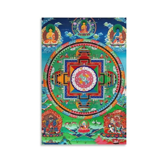 Mandala Medicine Buddha Tibetan Thangka Painting Poster Wall Art Poster Gifts Bedroom Prints Home Decor Hanging Picture Canvas Painting Posters 24x36inch(60x90cm)