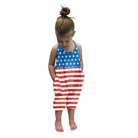 

Girls Children s Summer Independence Day Romper Sling Sleeveless Backless Jumpsuit