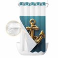 thumbnail image 2 of Yellow Anchor No Hook Shower Curtain Waterproof, Bathroom Curtains with Snap in Liners and See Through Top Window, Coastal Nautical Anchor Turquoise Hotel Style Bathtub Curtains Shower 36"Wx72"L, 2 of 8