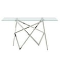 thumbnail image 2 of Benjara Cid 55 Inch Modern Metal Console Table, Tempered Glass, Silver and Clear, 2 of 2