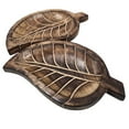 thumbnail image 2 of collectiblesBuy Set of 2 Decorative Handmade Wooden Tray Leaf Design Kitchen Platter Serving Tray Set home kitchen décor salads and desserts serving small tray pair, 2 of 5
