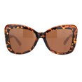 thumbnail image 2 of Womens 90s Paisley Arm Butterfly Thick Plastic Designer Sunglasses Tortoise Solid Brown, 2 of 4