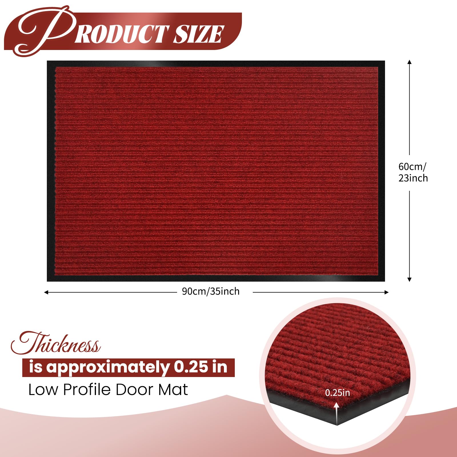 Door Mat Heavy Duty Outdoor Indoor Doormat Low Profile Front Door Mat Large 35x60 inch Gray Entrance Welcome Mats