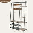 thumbnail image 3 of Costway 1 PC 5-In-1 Entryway Coat Rack Storage Shoe Bench Freestanding Wooden Hall Tree, 3 of 10