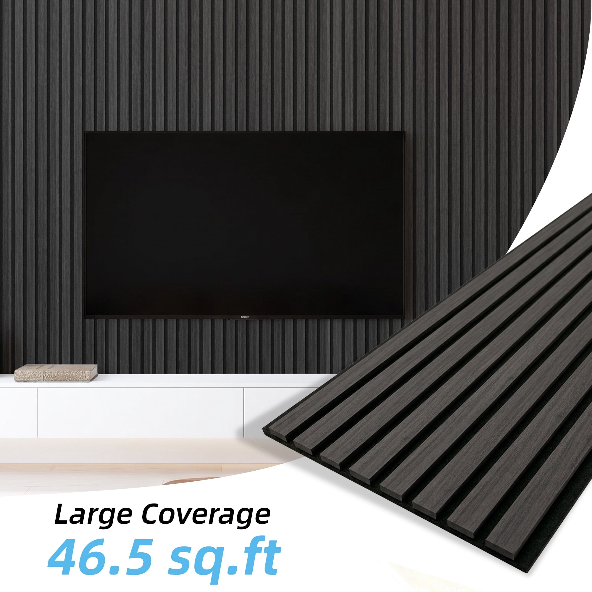 Yeslife 6-Pack Wood Slat Wall Panels, 11.81 x 92.91 in., Grey Oak MDF Acoustic Wall Panels, Modern Fluted Wooden Accent Wall Paneling for Living Room, Bedroom & Office, Covers 45.72 Sq. Ft.