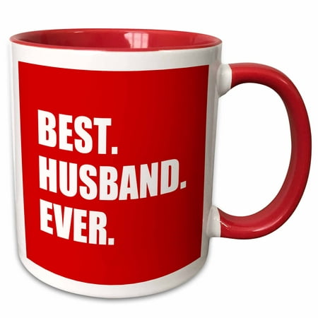 3dRose Red Best Husband Ever - white text anniversary romantic gift for him - Two Tone Red Mug,