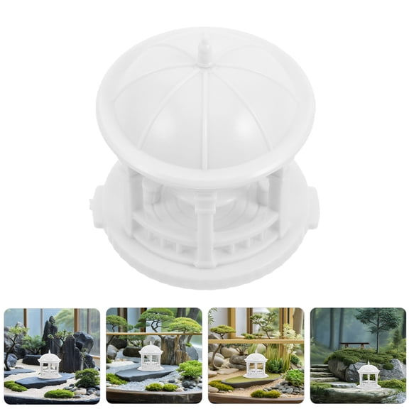 OFFIGAM 2-Pack Plastic Gazebo Statue European Style Dollhouse Accessory for Home and Garden Decoration