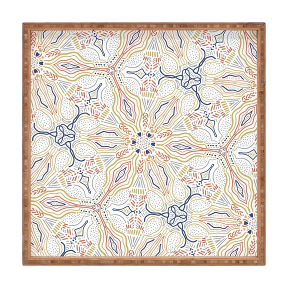 Society6 Marta Barragan Camarasa Modern mosaic mandalas Medium Square Bamboo Tray