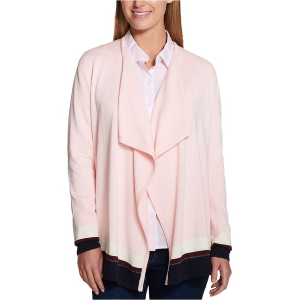 Tommy Hilfiger - Suéter cárdigan drapeado para mujer, rosa, pequeño