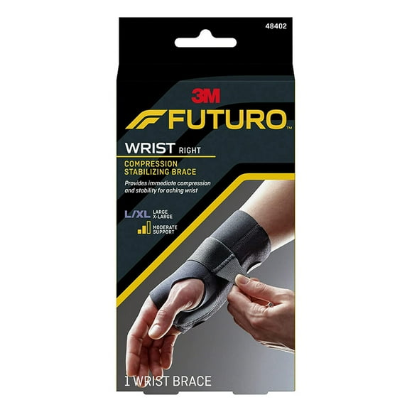 Futuro Support de Poignet Énergisant, Soutien Stabilisateur Modéré, Main Droite, Grand/très Grand, Noir