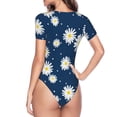 thumbnail image 4 of Haiem Daisies Flowers Women's Crew Neck Short Sleeve Bodysuit Tops Stretchy Slim Basic-Small, 4 of 9