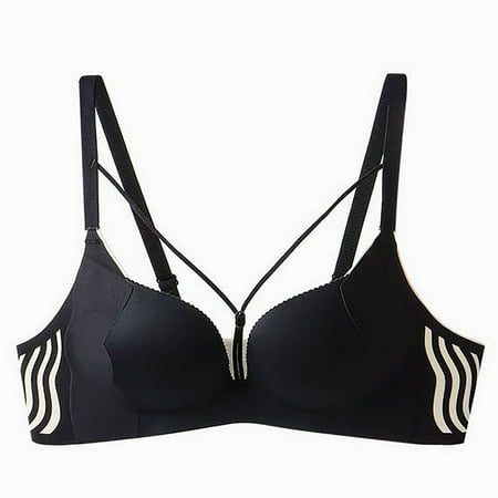 SMihono Deals Women s Push Up Plunge Balconette Front Criss-Cross Underwire Bra Sexy Deep V Neck Bras Lightly Padded Underwear Black L