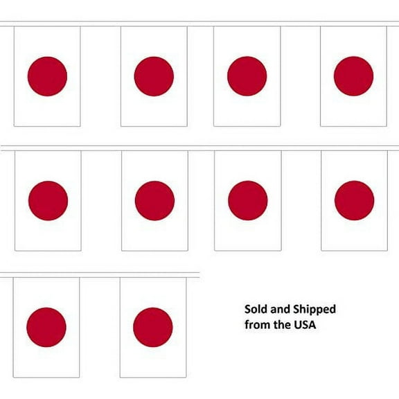 10' Japan String Flag Party Bunting Has 10 Japanese 6"x9" Polyester Banner Flags Attached, Popular For School Classroom, Bars, Restaurants, World Cup Theme Parties