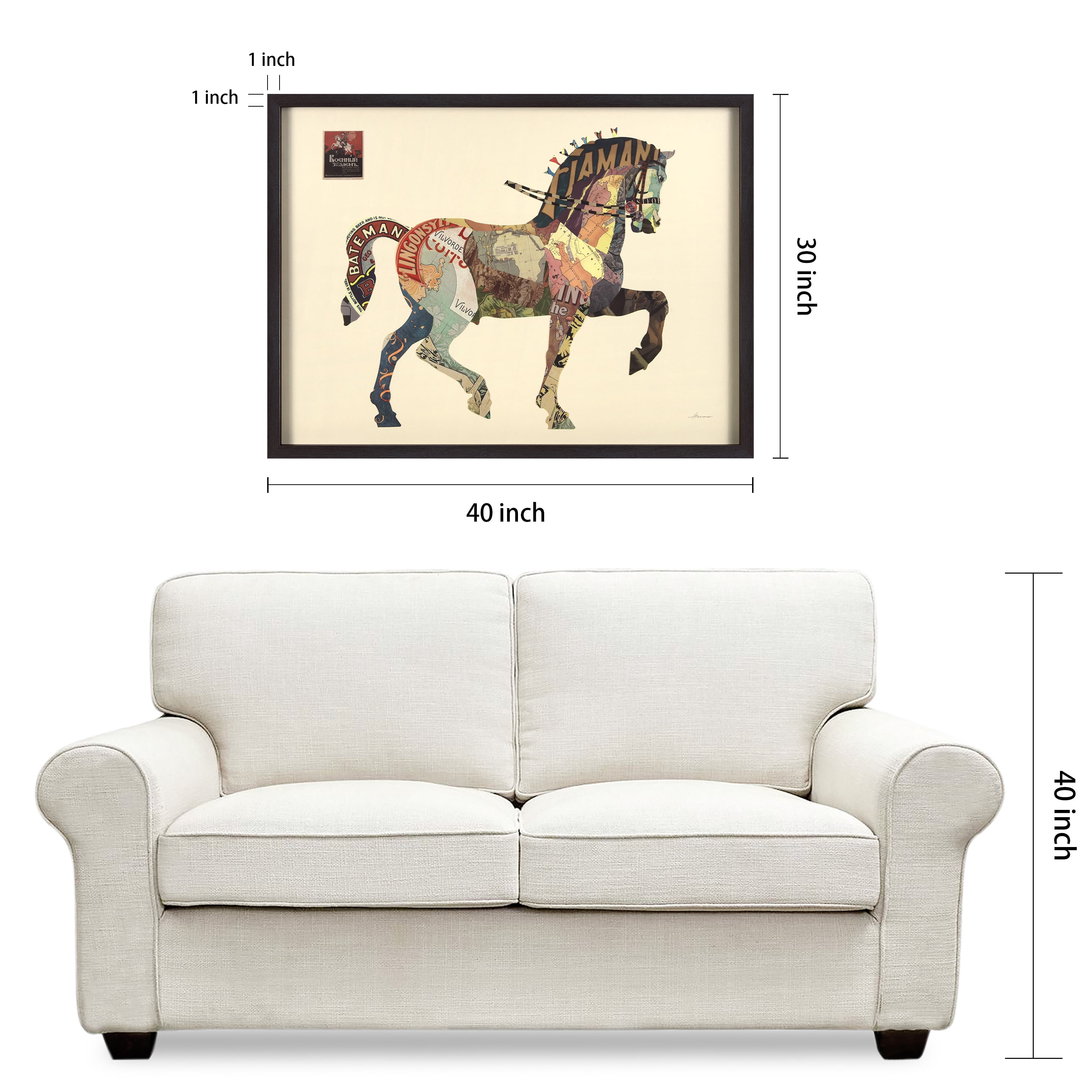 Empire Art Direct Carousel Horse Dimensional Collage Framed Graphic Art Under Glass Wall Art, 30" x 40" x 1.4", Ready to Hang
