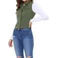 thumbnail image 5 of MODA NOVA Juniors Washed Chest Flap Pockets Single Breasted Denim Vest Jacket, 5 of 7