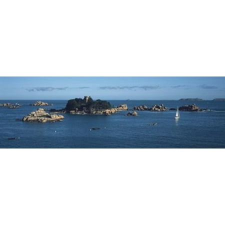 Castle at the coast Costaeres Castle Cote de Granit Rose Ploumanach Perros-Guirec Cotes-DArmor Brittany France Canvas Art - Panoramic Images (18 x (Best Cote De Provence Rose Wine)