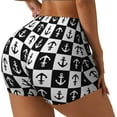 thumbnail image 2 of Sigee Nautical Anchors1 Print Women's High Waist Workout Shorts - Squat Proof, Tummy Control, Yoga and Gym Activewear-XX-Large, 2 of 9