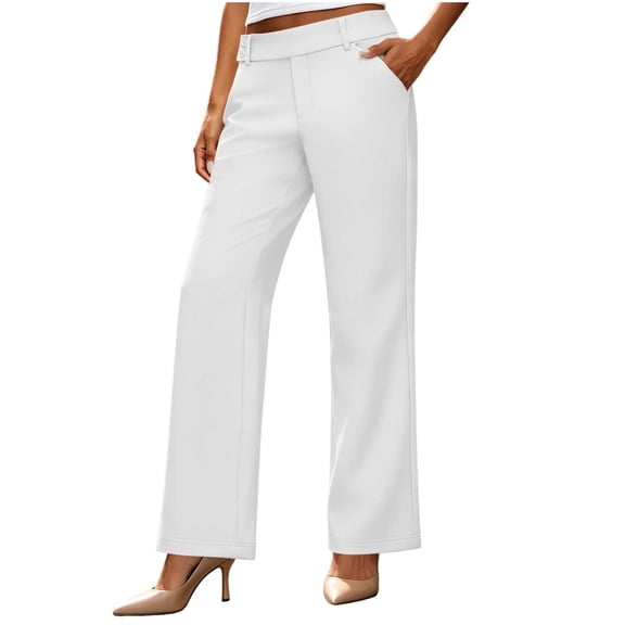 GigrtiJin Straight Leg Suit Pants for Women Dressy Casual High Waisted Pants Workwear Business Pants with Pockets