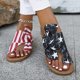 thumbnail image 3 of Sandalias con diseño de bandera para mujer, zapatos planos sin cordones con puntera y lazo, sandalias informales para el 4 de julio, 3 of 4