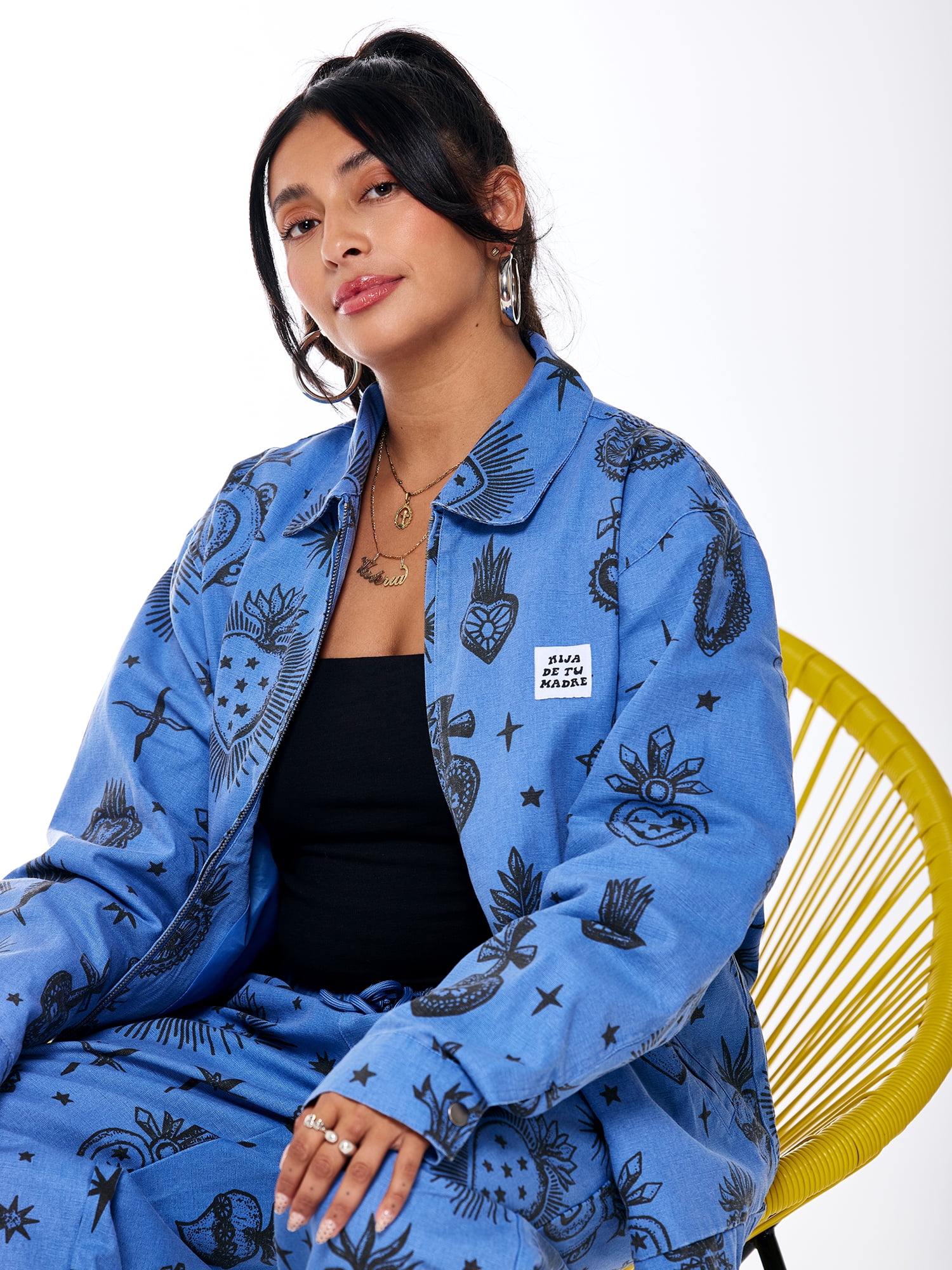 Hija De Tu Madre, Unisex Graphic Zip-Up Jacket, Sacred Heart, Sizes XS-3XL