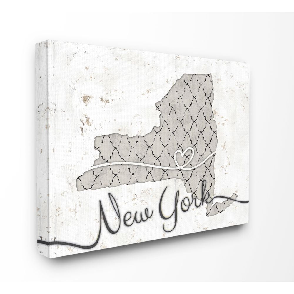 Stupell Industries New York Patterned Grey US State Design Canvas Wall Art by Ziwei Li