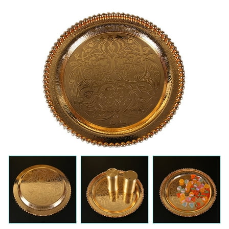 UPKOCH Small Metal Tray Golden Round Multi- Decor 1Pack