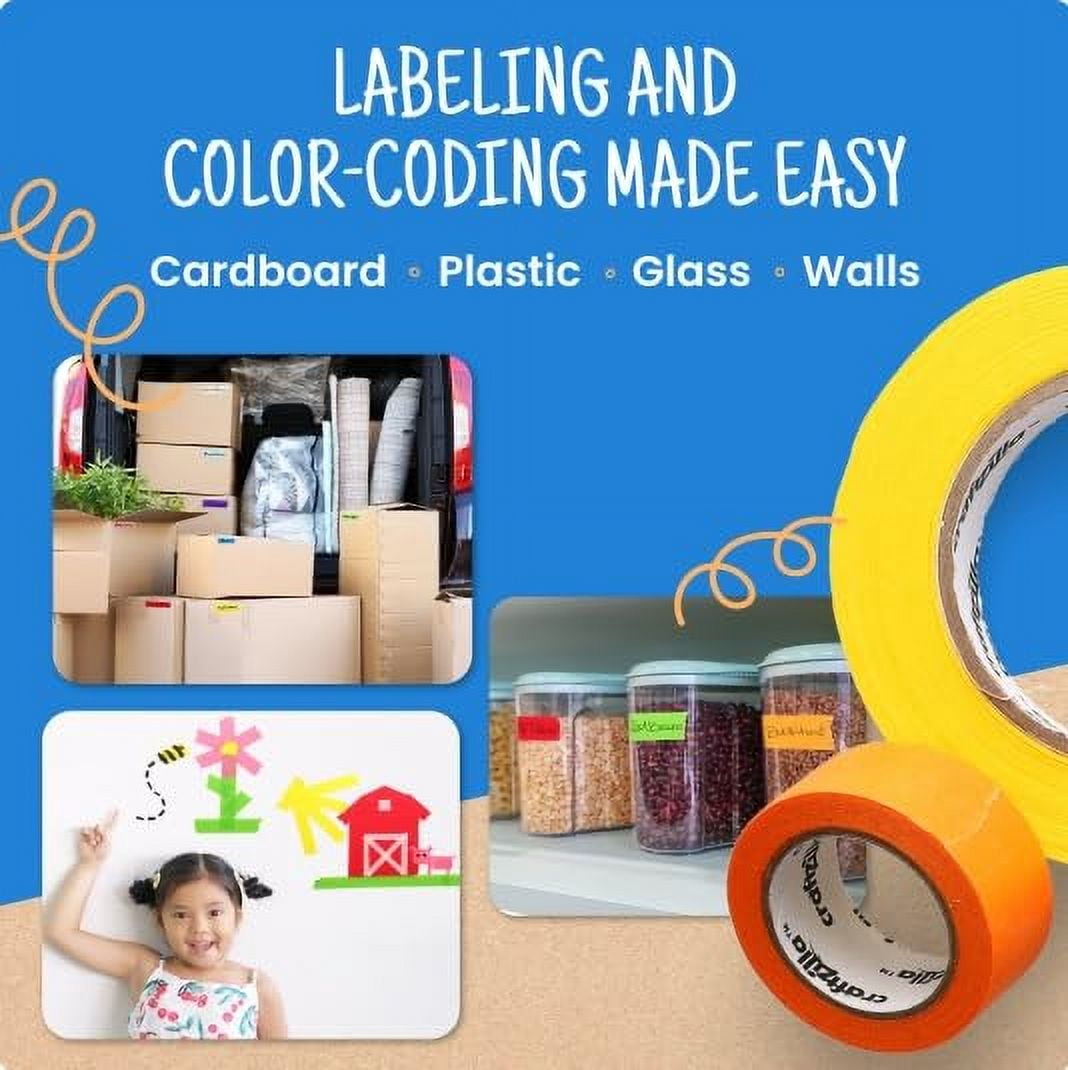 Craftzilla Colored Masking Tape, 11 Rolls, 825 ft x 1 in, Painters Tape for Crafts & Labeling