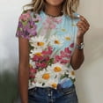 thumbnail image 2 of Birdeem Femmes Surdimensionné Été Décontracté Manches Courtes Col Rond Manches Imprimées Hauts Blouse Ample, 2 of 5