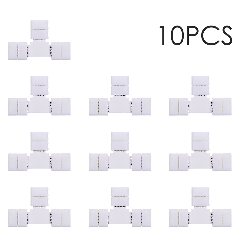 T Shape 4 Pins RGB LED Strip Connector Quick Splitter 10 Pack White